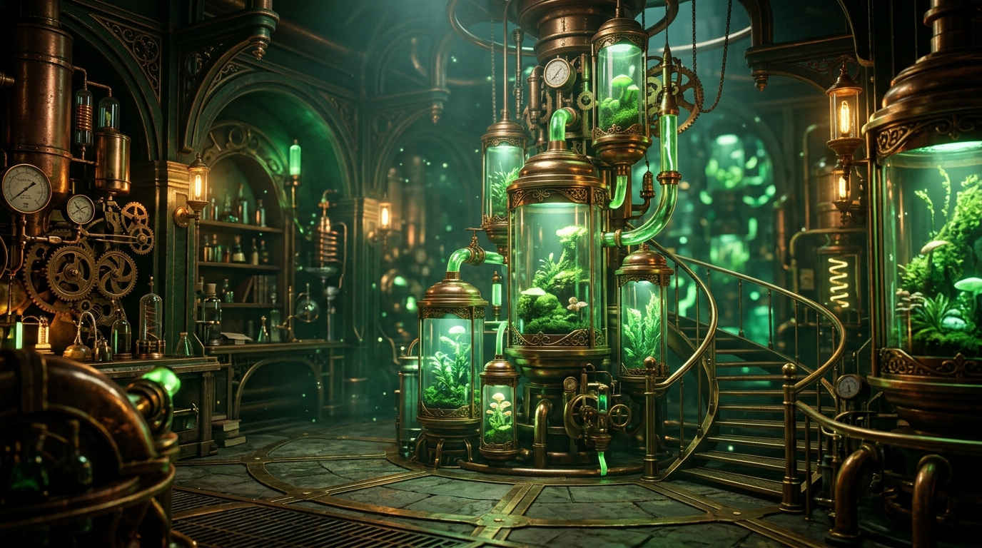 Eco-Tech Steampunk Sanctuary